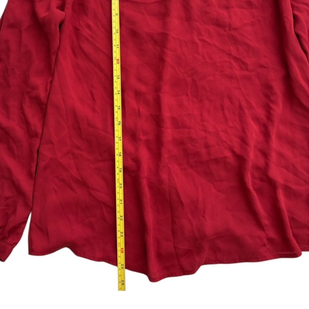 Express Lightweight Sheer Red Women's Top Med Work Business Casual Button Back - Picture 4 of 8